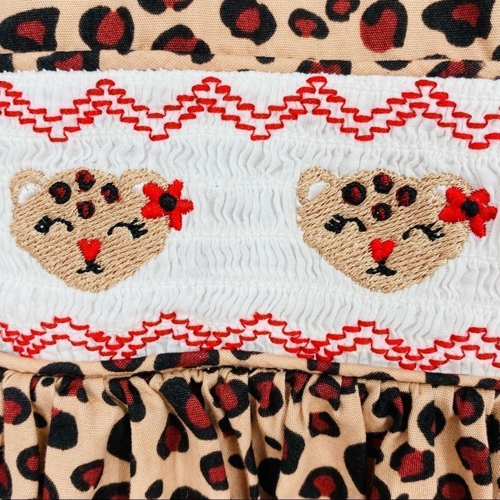 Bonnie Jean Cheetah Smocked dress sz 6X